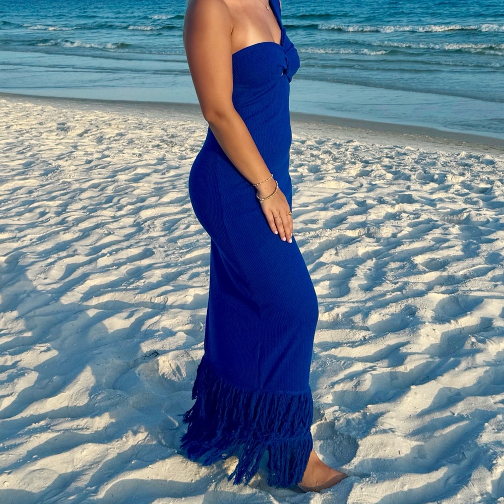 Blue Fitted Maxi Dress